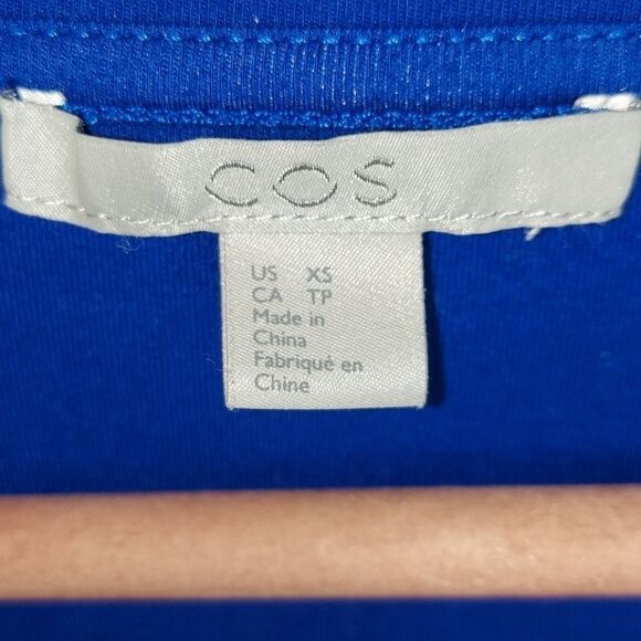 COS Oversized Lagenlook Blue Silk Mix Media Midi Dress Sz XS - Picture 7 of 11
